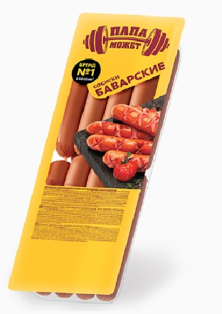 Сосиски Баварские ц/о, 350г, мгс, Папа Может (8шт)