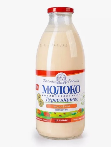 Молоко стерилиз. натур. отборное топленое 3,5%-4,5% "Первозданное", 750мл, ст.бутылка, Эдельвейс (6шт)