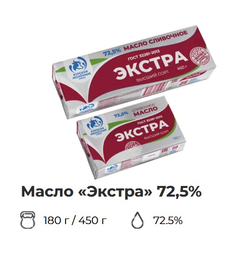 Масло сладко-сливочное Крестьянское ЭКСТРА 72,5%, 450г, фольга, КМЗ (10шт)