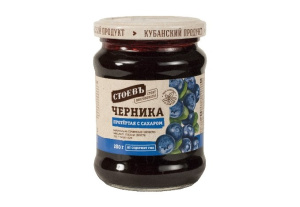 Черника протертая с сахаром, 280г, ст. банка (евро), Стоевъ (12шт)