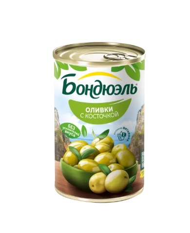 Оливки с косточкой, 314мл, ж/б, BONDUELLE (12шт)