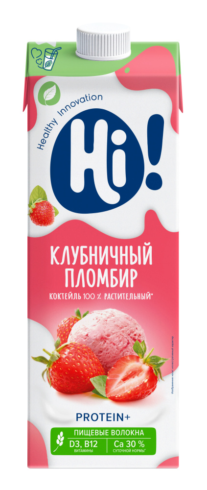Коктейль растит. со вкусом Клубничный пломбир, 1л, тетрапак, HI (6шт)