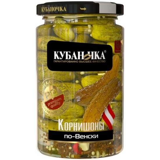 Огурчики корнишоны маринов. По-Венски, 360г, ст/б, Кубаночка (12шт)