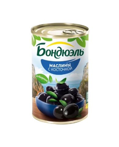 Маслины с косточкой, 314мл, ж/б, BONDUELLE (12шт)
