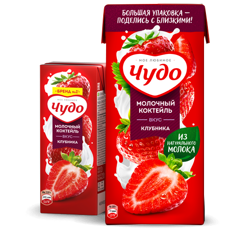 Коктейль молочн. с Клубникой 2%, 960мл, тетра слим, Чудо (12шт)