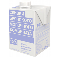Сливки ультрапаст. 10%, 500г, ТБА эйдж, БМК (12шт)