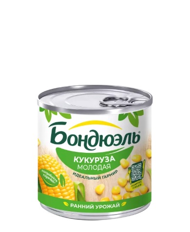 Кукуруза сладкая Молодая, 212мл, ж/б, BONDUELLE (12шт)
