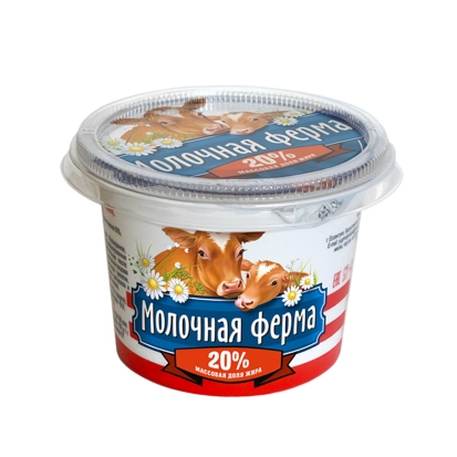 Продукт молоко-растит. на Сметан. закваске 20%, 200г, стакан, Молочная Ферма (12шт)
