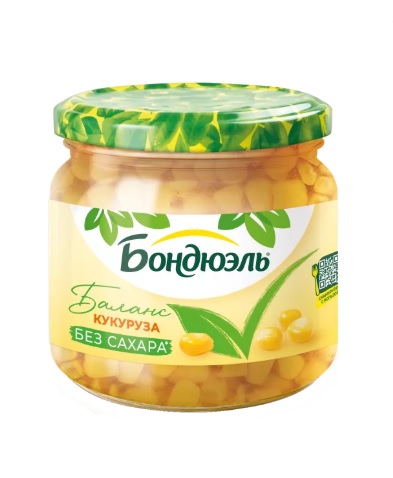 Кукуруза без сахара, 350мл, ст/б, BONDUELLE (6шт)