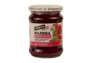 Малина протертая с сахаром, 280г, ст. банка (евро), Стоевъ (12шт)
