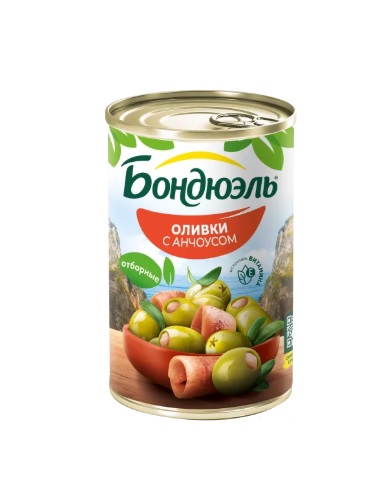 Оливки Мансанилья с Анчоусом, 314мл, ж/б, BONDUELLE (12шт)