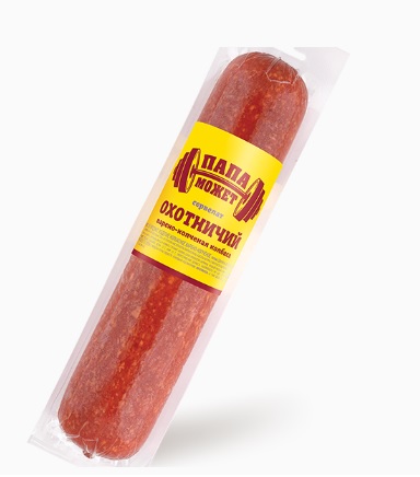 Колбаса Сервелат Охотничий в/к, вес, в/у, Папа Может (0,7кг*8шт)