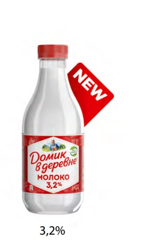 Молоко питьев. пастер. 3,2%, 955г, ПЭТ, Домик в Деревне (6шт)