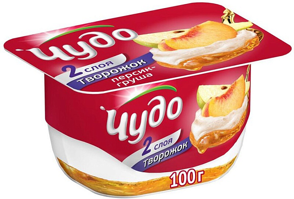 Десерт творожн. взбитый с Персиком и Грушей 4,2%, 100г, терм. стакан, Чудо (8шт)