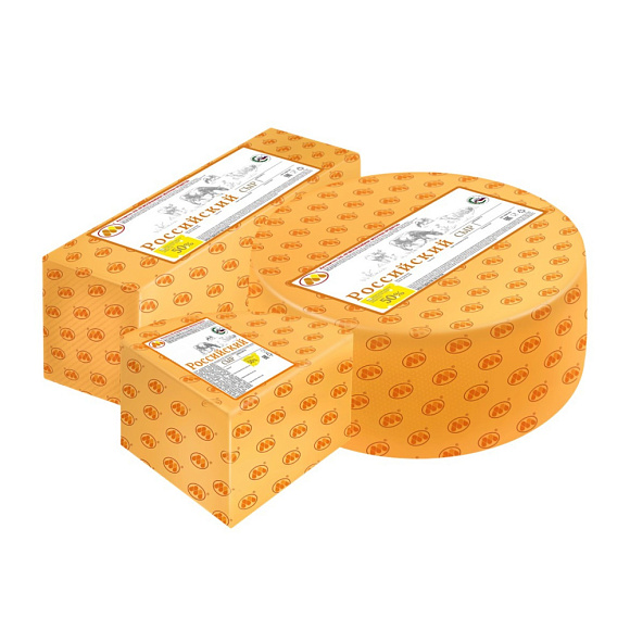Сыр полутв. Российский 50%, вес, брус, Юговской (5шт*3кг)