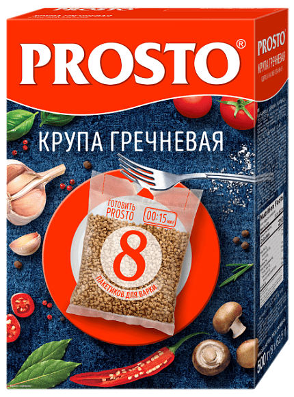 Крупа Гречневая, 500г, коробка, PROSTO (12шт)
