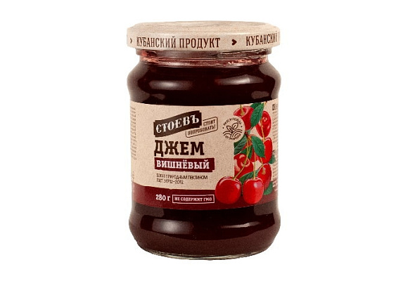 Джем Вишневый, 280г, ст. банка (евро), Стоевъ (12шт)