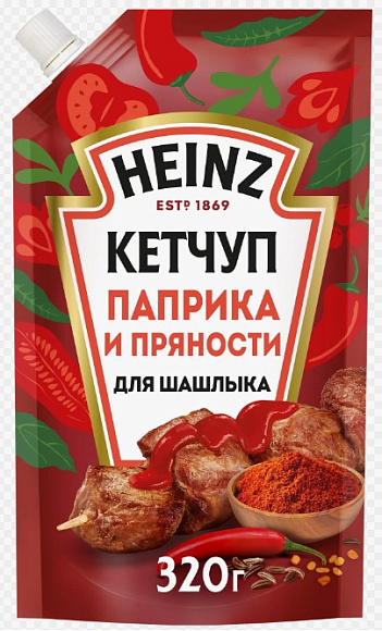 Кетчуп Паприка и пряности, 320г, дойпак, HEINZ (16шт)
