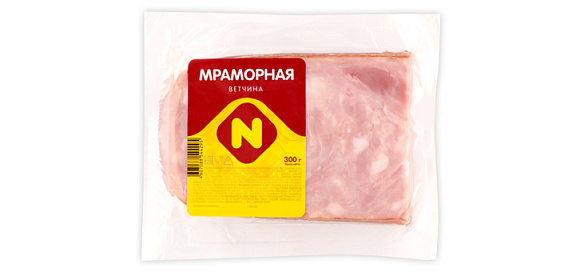 Ветчина Мраморная срез, 300г, в/у, Останкино (6шт)