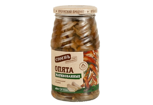 Грибы Опята маринованные, 480г, ст. банка (евро), Стоевъ (8шт)