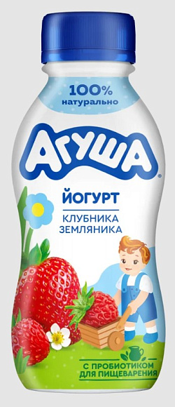Йогурт Клубника-Земляника 2,7%, 180г, ПЭТ, Агуша Я САМ! (12шт)
