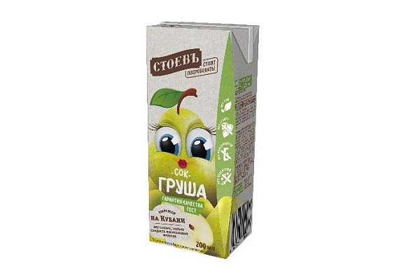 Сок Грушевый восстановленный, 200г, Tetra Pak, Стоевъ (27шт)