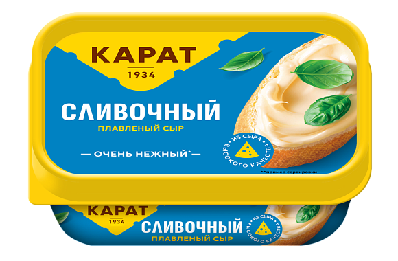 Сыр плавленый Сливочный, 45%, 400г, евроконтейнер, Карат (6шт)
