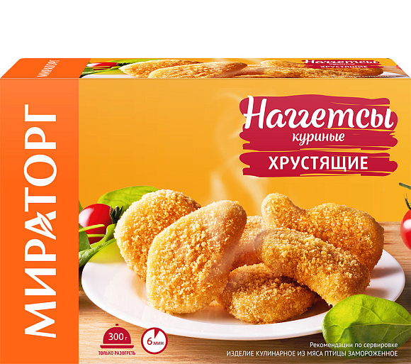 Наггетсы куриные Хрустящие, 300г, коробка, Мираторг (12шт)