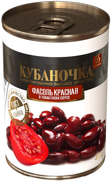 Фасоль в томатном соусе красная, 400г, ж/б, Кубаночка (12шт)