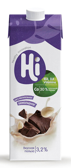 Молоко растит. Шоколад 3,2%, 1л, тетрапак, HI (6шт)