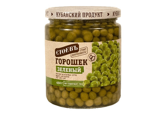 Горошек зеленый в/с, 450г, ст. банка (евро), Стоевъ (8шт)