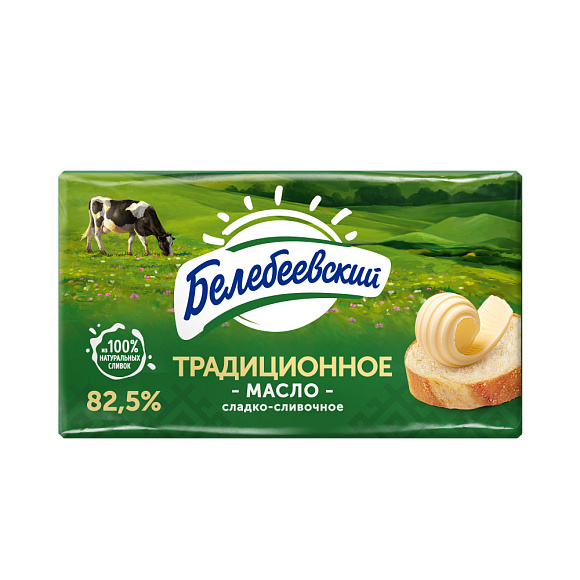 Масло сливочн. Традиционное ГОСТ 82,5%, 170г, фольга, Белебеевский (12шт)