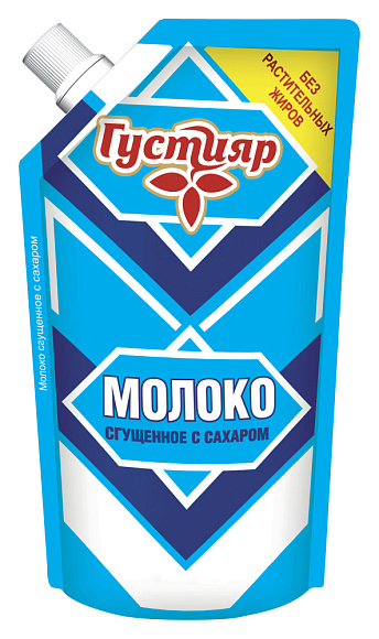 Молоко сгущ. с сах. 0,2%, 270 г дойпак+, Густияр