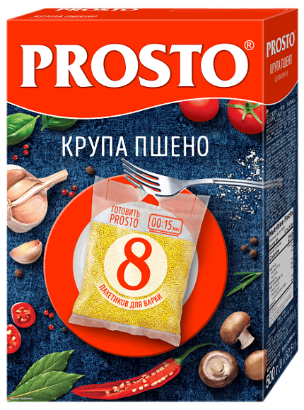 Крупа Пшено, 500г, коробка, PROSTO (12шт)