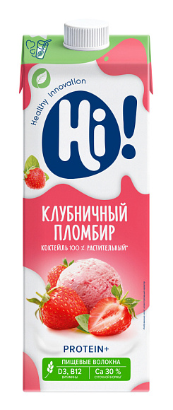 Коктейль растит. со вкусом Клубничный пломбир (НДС 22%), 1л, тетрапак, HI (6шт)