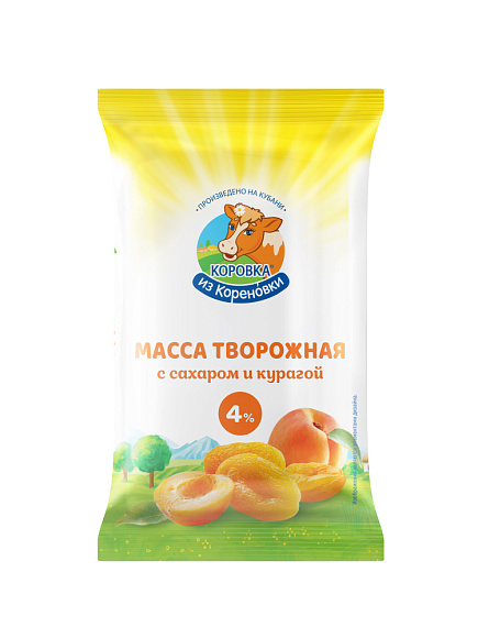 Масса творожн. с сах. С КУРАГОЙ 4,0%, 180 г флоупак, КизК