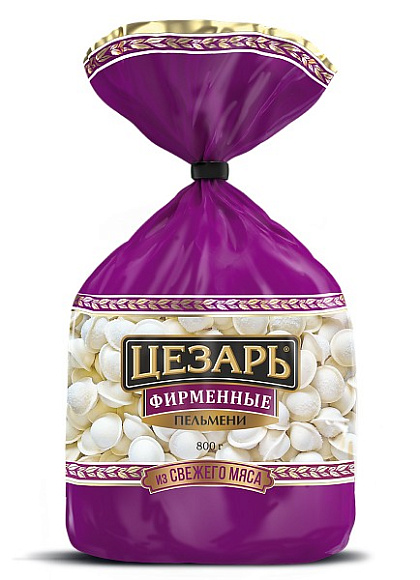 Пельмени фирменные св/гв, 800г, пленка, Цезарь (12шт)