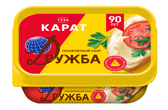 Сыр плавл. Дружба 45%, 200г, евроконтейнер, Карат (12шт)
