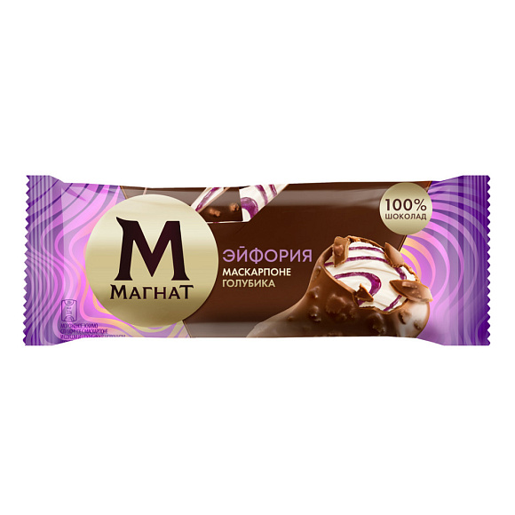 Мороженое сливочн. Маскарпоне голубика, эскимо, 70г, флоупак, Магнат (24шт)