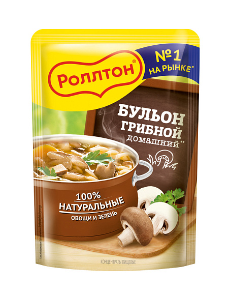 Бульон Грибной домашний, 90г, дойпак, Роллтон (24шт)