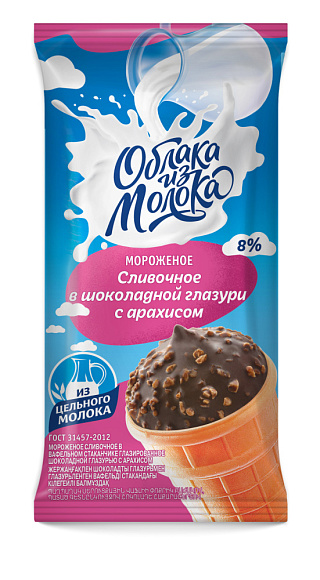 Мороженое сливочн. В ШОК. ГЛАЗ. С АРАХ. 8,0%, ваф. стакан, 70 г флоупак, ОизМ