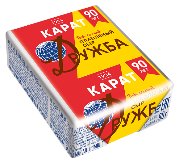 Сыр плавл. Дружба 45%, 90г, фольга, Карат (12шт)