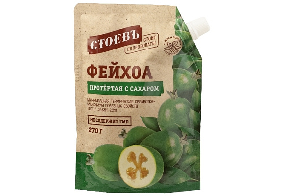 Фейхоа протертая с сахаром, 270г, дойпак, Стоевъ (18шт)