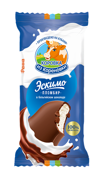 Мороженое пломбир ванильн. В МОЛ. ШОК. 15,0%, эскимо, 70 г флоупак, "Бельгийский шоколад", КизК