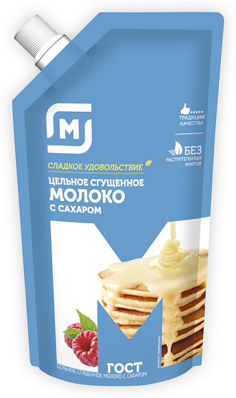 Молоко цельн. сгущ. с сах. 8,5%, 270 г дойпак+, М