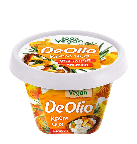 Крем Чиз на раст. основе с Грибами Лисичками 20%, 200г, пл/ст, DE OLIO (6шт)