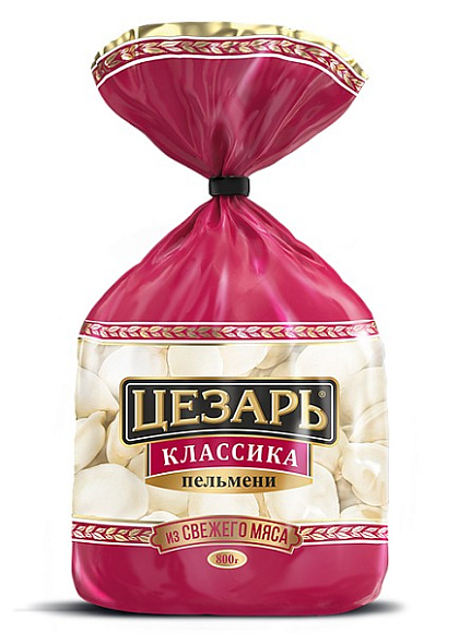 Пельмени Классика Цезарь св/гв, 800г, пленка, Цезарь (12шт)