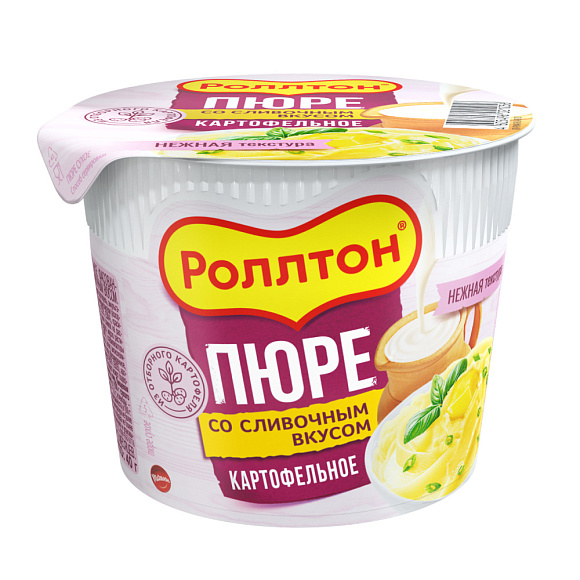 Пюре картоф. со сливочным вкусом, 40г, стакан, Роллтон (24шт)
