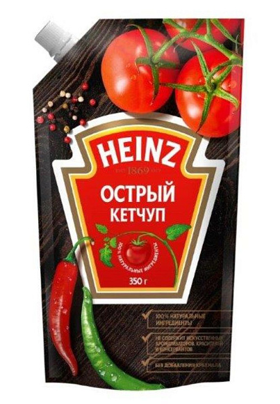 Кетчуп Острый, 320г, дойпак, HEINZ (16шт)