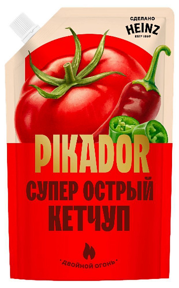 Кетчуп Супер острый, 300г, дойпак, PIKADOR (16шт)